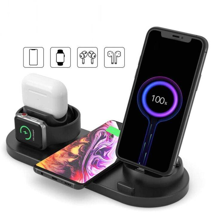 6 in 1 Fast Wireless Charger, 6 in 1 Wireless Charging Dock for Apple