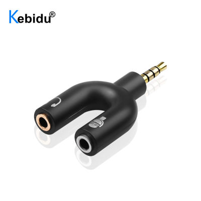 【2023】Kebidu 3.5mm Headphone Splitter Audio Jack Plug Cables Microphone 2 in 1 Swivel Connector Adapter U Shape