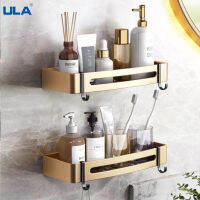 ULA Golden Bathroom Shelf Shower Shampoo Soap Cosmetic Shelves Hooks for bathroom Accessories Soap dish Rack Holder