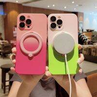 เคสซิลิโคนนิ่มแม่เหล็กไล่ระดับสีสุดหรูสำหรับ IPhone 14 13 12 11 Pro Mac ที่วางแหวนนิรภัยที่ครอบหลังกระจก