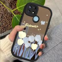 เคสสำหรับ Realme Narzo 20ภาพวาดสีน้ำมันเคสลายดอกไม้พื้นผิวกระจกบางนุ่มบางเคสโทรศัพท์