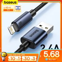 Baseus สาย USB 2.4A สำหรับ13 12 11 Pro Max 8 X ชาร์จเร็วสำหรับซิงค์สายดาต้า USB โทรศัพท์สายสายไฟ