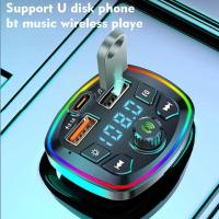 รถแฮนด์ฟรี Bluetooth-Necesitable 5.0 FM Transmitter Kit Charger Receiver Audio MP3 Fast Car Charger Modulator 2USB