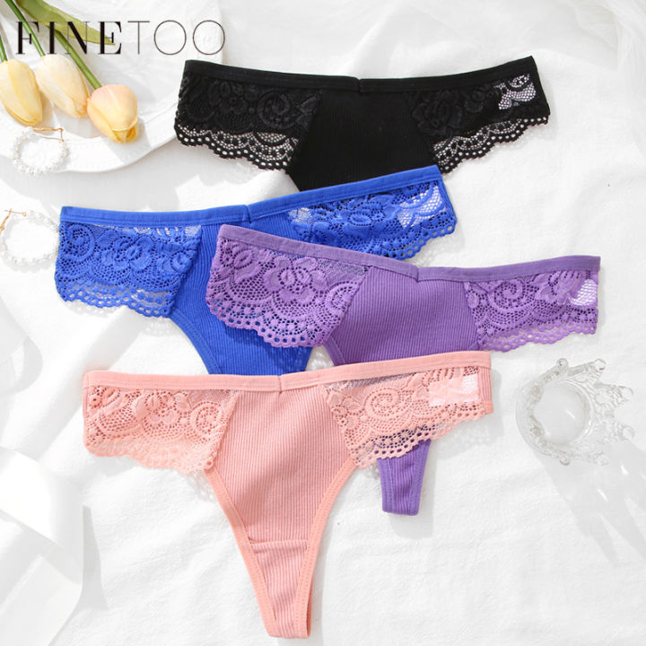 Finetoo Sexy Women Cotton Panties Lace Underwear For Female Intimates