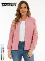 ✸❖☫ TACVASEN Fashion Jackets Womens Biker Bomber Jacket with 4 Pockets Windbreaker Streetwear Ladies Outwear Coats