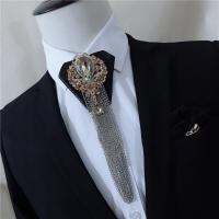 เกาหลีหนัง Bow Tie เนคไทโลหะ Rhinestone พู่คอ Ties ชายเสื้อ Cravat งานแต่งงานเครื่องประดับอุปกรณ์เสริม