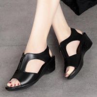 Summer Womens Fashion Casual Beach PU Wedges Heel Platform Shoes Female Buckle Straps Open Toe Comfortable Classic Sandals