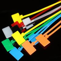 50pcs Color Nylon Label Cable Ties 4x150mm Wire Fixing Binding Marker Pen Cable Ties White/Black/Red/Green/Yellow/Orange/Blue Cable Management