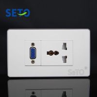 SeTo 120 Type One Port VGA + Three Hole Power Socket Wall Plate Socket Keystone Faceplate