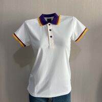 เสื้อยืดโปโล POLO สีขาว ปกม่วง เนื้ผ้า Micro Plus ไม่ขึ้นขุย ไม่ขึ้นขน สวมใส่ได้ยาวนาน ที่สำคัญไม่หด ไม่ย้วย