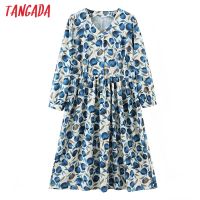 【Ladies shop】 Tangada 2021Women Dots พิมพ์ FrenchDress V คอแขนสั้นสุภาพสตรี ShortVestidos SL551