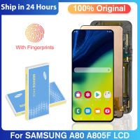 6.7 "AMOLED สำหรับเหมาะสำหรับ Samsung Galaxy A80จอแสดงผล LCD A805F,A8050 Touch Screen Digitizer สมัชชาเปลี่ยนสำหรับ A80ด้วยลายนิ้วมือ