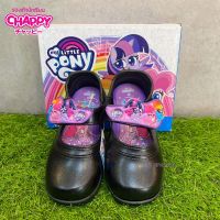 รองเท้านักเรียนอนุบาลสีดำ CHAPPY PN-88 ลายโพนี่ ไซส์ 24-33 เทปติดมีไฟกระพริบราคาถูกสุด ๆ