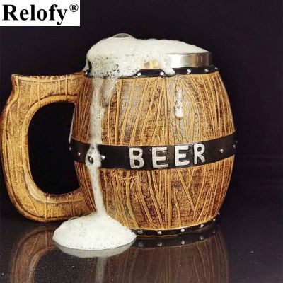 550ml German Barrel Stainless Steel Beer Mug Wei Wodden Handle Goblet Coffee Cup Wine Glass Mugs Family Bar Beer Cup Drinkware