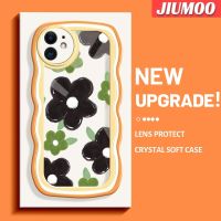 เคส JIUMOO สำหรับ iPhone 11 Pro 11 Pro Max เคสแฟชั่นลายการ์ตูนดอกไม้สีดำครีมคลื่นป้องกันเลนส์กล้องเคสโทรศัพท์แบบใสเคสนิ่มโปร่งใสซิลิโคนกล่องกันกระแทก