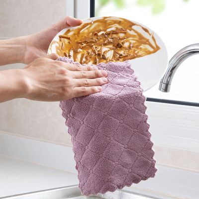 High Quality Thick Kitchen Rag Cleaning Towel Hanging Kitchen Lint-Free Absorbent Towel Dishwashing Cloth 24*24cm