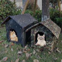 Dog Bed Waterproof Canvas Roof Bed for Dog Thickened Cold-Proof Nest Cat House Kitty Shelter Cat Cave Dog Pet Bed Basket for Dog