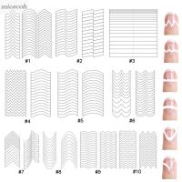 MICACOH สติกเกอร์ลอกลายเล็บศิลปะเล็บสติ๊กเกอร์แนะนำคลื่นเรียบมืออาชีพทำเล็บฝรั่งเศสที่กันขอบ