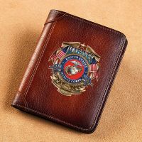 ZZOOI High Quality Genuine Leather Wallet Military Marines Printing Standard Purse BK228