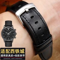 Genuine Leather Watch Strap For Armani Ar1970 1918 11242 11201 1971 Black Leather Rubber Sole Watch Band 22