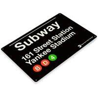 Yankee Stadium New York Street Subway 161 Retro Wall Bar Decor,ป้ายโลหะดีบุกที่ไม่ซ้ำกัน16x12in,เหมาะสำหรับตกแต่งบ้านและสำนักงาน