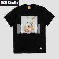 Mens Clothing Hip-Hop FR2 Embroidered Rabbit Bunny Mens and Womens Short Sleeve T-Shirt Cotton