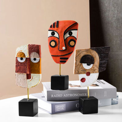 Resin Face Art Crafts Decorative Traditional Abstract Tabletop &amp; Cabinet Figurines Creative Living Room Home Decoration Ornament