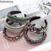 แฟชั่นRhinestoneกว้างด้านที่รัดผมหนาสาวอารมณ์คริสตัลคาดศีรษะอุปกรณ์ผมเพชร83006