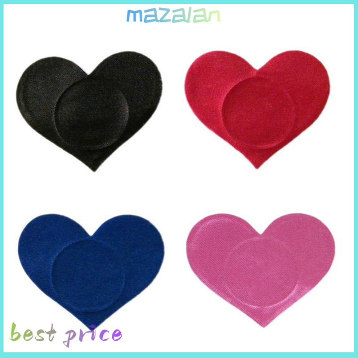 mazalan-สติกเกอร์ติดหน้าอกร่างกายผู้หญิง2ชิ้นสติกเกอร์ติดแผ่นปิดหัวนมรูปหัวใจแบบใช้แล้วทิ้ง