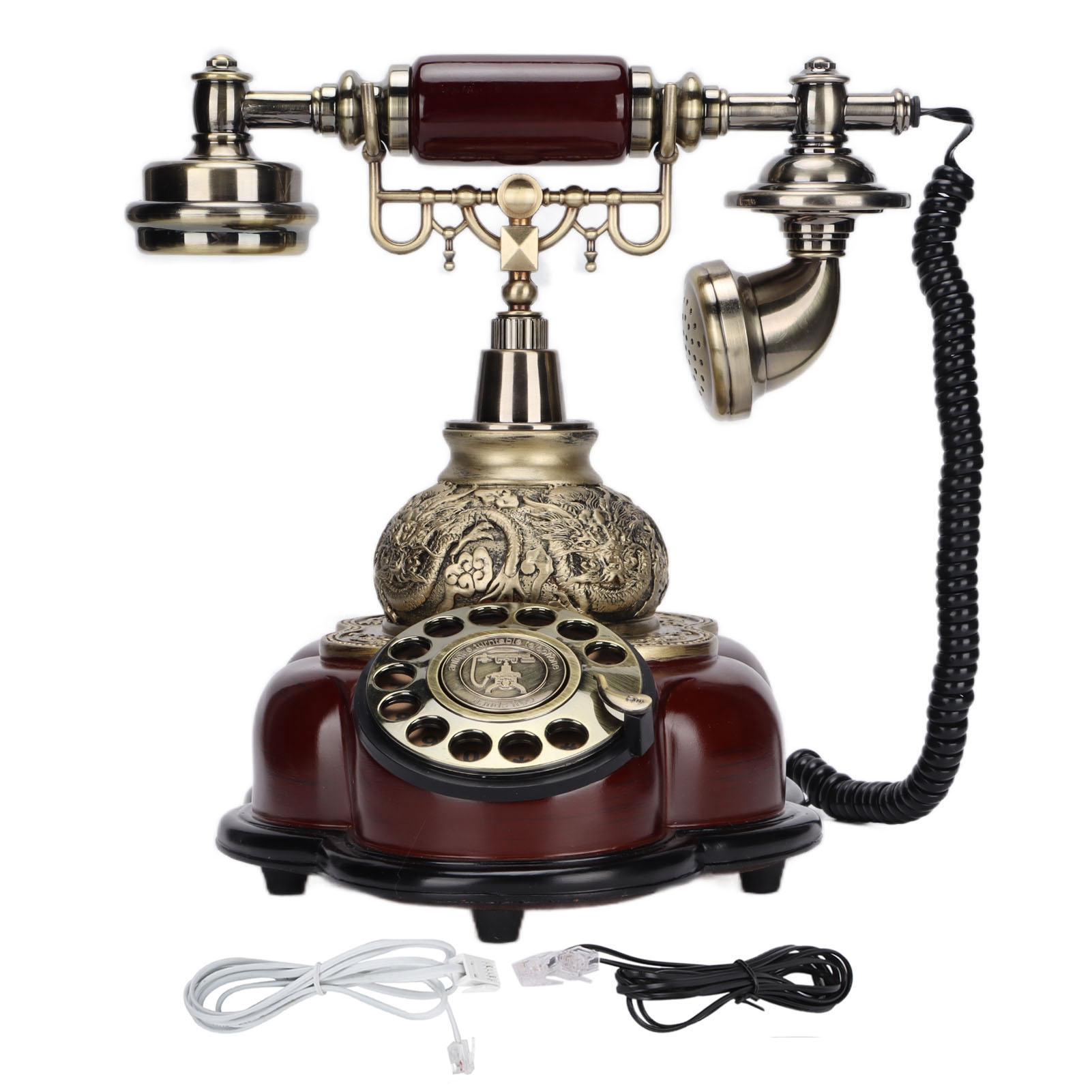 MS-9101 Vintage Retro Imitation Antique Telephone for Home Office Use Multi-Angle Smart Screen FSK and DTMF Caller ID Golden Removable Bracket Telephone 