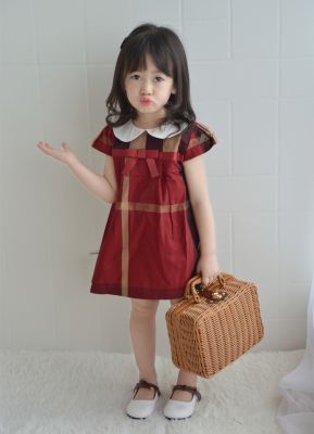 〖jeansame dress〗2021มาใหม่ฤดูร้อนเด็กชุดปีเตอร์แพนคอลลาร์แขนสั้น A-Line ชุดสาว1-6ปีเด็กสาววันเกิดชุด
