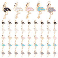 50pcs Flamingo Charms 5 Style Alloy Enamel Flamingo Pendants Beads Findings Flamingo Dainty Dangle Pendant for Earrings Necklace Bracelet Jewelry Keychain DIY Crafts Making