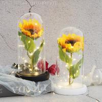 Artificial Immortal Flower The Beauty And The Beast Sunflower Glass Dome Mothers Day Christmas Gift For wedding Decor