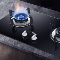 ครัวเรือน Cooktop เตาแก๊สสองหลุมดุร้ายเตาไฟแผงกระจกธรรมชาติเหลว2เตาในตัวเครื่องมือหม้อหุง