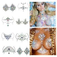 Hot Sexy Chest Jewels Temporary Tattoo Sticker 3D Stage Rhinestone Flash Tattoos Adhesive Face Jewel Chest Gem Body Paint Stickers