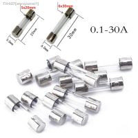 ♧ 25pcs Glass Tube Fuse 5x20/6x30mm 0.1A 0.2A 0.5A 1A 2A 2.5A 3A3.15A 4A 5A 8A 10A 15A 20A 30A 250V Fast Quick Blow Fuses