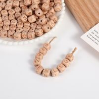 10/12mm Beech Letters Beads Natural Wooden Beads For Jewelry Making DIY Handicrafts Baby Name Pacifier Clip Keychain Accessories Clips Pins Tacks