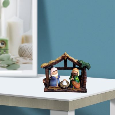 Christmas Nativity Scene Crib Figurine Set with Nursery Holy Family Figurine Statue Christmas Table Decorations