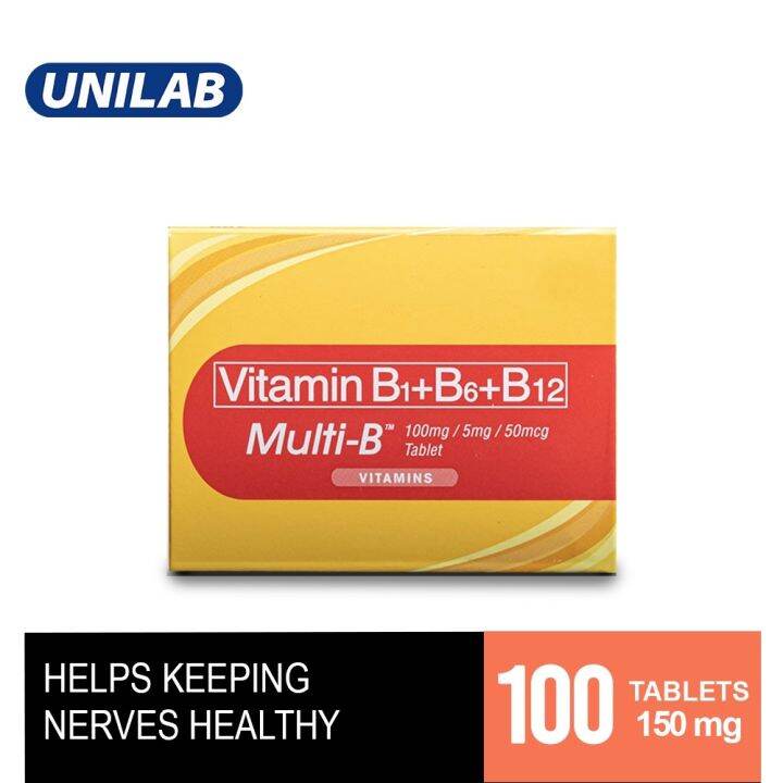 United Home Multi-B Vitamin B Complex (B1 B6 B12) 100 Tablets (For ...