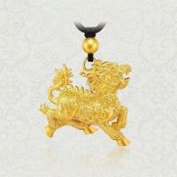 [Fast delivery] Today [big pick up] Authentic pure sand gold Qilin pendant for men and women solid fire Qilin pendant for wealth transfer
