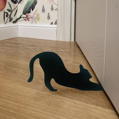 ไม้รูปแมวไม้กันชนประตูไม้อุดที่กั้นประตูไม้ที่ติดทนนานสำหรับช่องว่างของประตูเพื่อป้องกันการล็อก