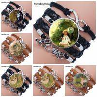 Multilayer Black/Brown Leather Bracelet Bangle Cartoon Jewelry For Girls Statement Maxi Necklace Bubble Ballet Fairy