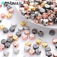 100Pcs/lot Gold Silver Color Letter Beads Flat Round Acrylic Alphabet Spacer Beads For Jewelry Making DIY Bracelet Necklace Beads