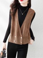 2022 Fashion Autumn Sweater Vests Women Spring Solid Korean Version Elegant Knitted Basic Slim V-neck New Stretchy Knitwear Tops