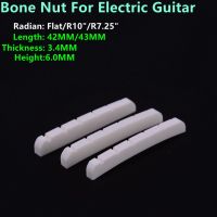 KR-1 Piece GuitarFamily Real Slotted Bone Nut For  6 Strings ST  Electric Guitar ( Bottom  Flat / R7.25 / R10   42MM*3.4MM*6MM )