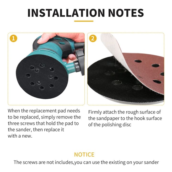 sander-pads-for-makita-orbital-mt922-5-inch-8-hole-replacement-hook-and-loop-sanding-disc-metal-back-and-rubber