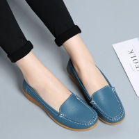 New Women Ballet Flats Split Leather Slip-on Soft Comfortable Footwear Casual Loafers Ladies Round Toe Moccasins Shoes