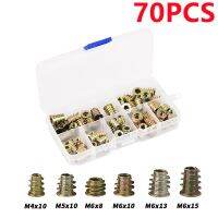 70 PCS Assortment Insert Nuts Kits M4/M5/M6 Zinc Alloy Thread for Wood Socket Head Furniture Nuts Hex Drive Head Nut with Box