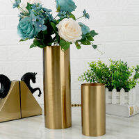 Metal Plating Vase Golden Color Iron Flowers Arranging Holder Cylindrical Shape Home Decoration Cup