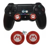 Silicone Analog Mario Bros Logo M ThumbStick Grips Caps Joystick Cover Case For PS4 Xbox One Xbox 360 Controller 1Pair ซิลิโคนอนาล็อก [จุกยาง] โลโก้ เอ็ม มาริโอ สีแดง 1คู่